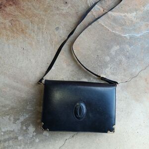 Les Must de Cartier Vintage Shoulder Flap Front Bag-Black